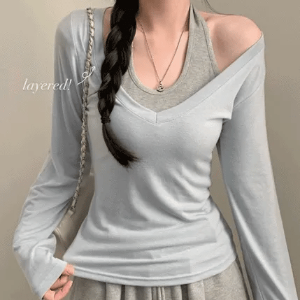 【韓式約會感】Halter V Neck T-shirts