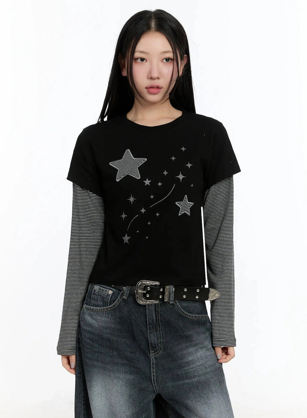 【層疊穿搭】Layered Star Patch Tee