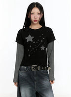 【層疊穿搭】Layered Star Patch Tee