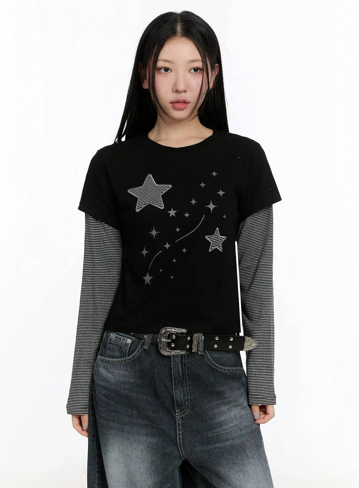【層疊穿搭】Layered Star Patch Tee