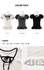 【🖤y​​2k hits】Dot Ruffles Top 
