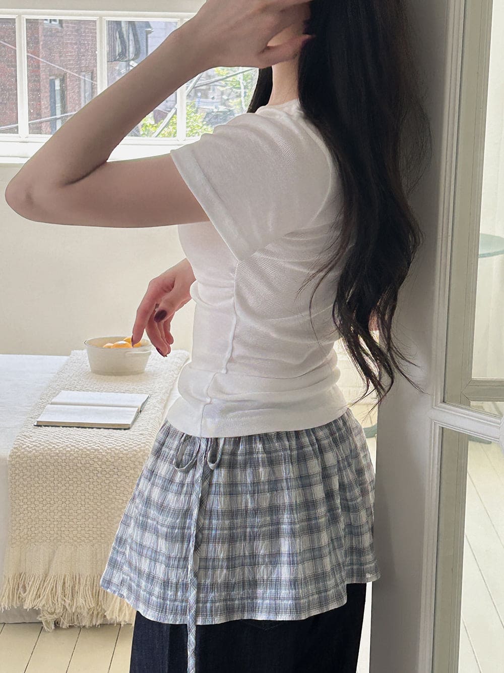 【Daily Mood】Check Wrap Skirt