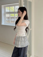 【Daily Mood】Check Wrap Skirt