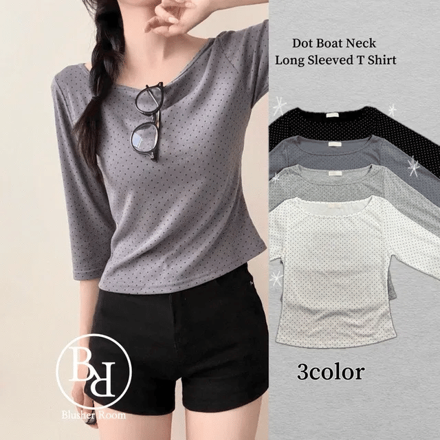 【波點七分袖】Dot Round Tee