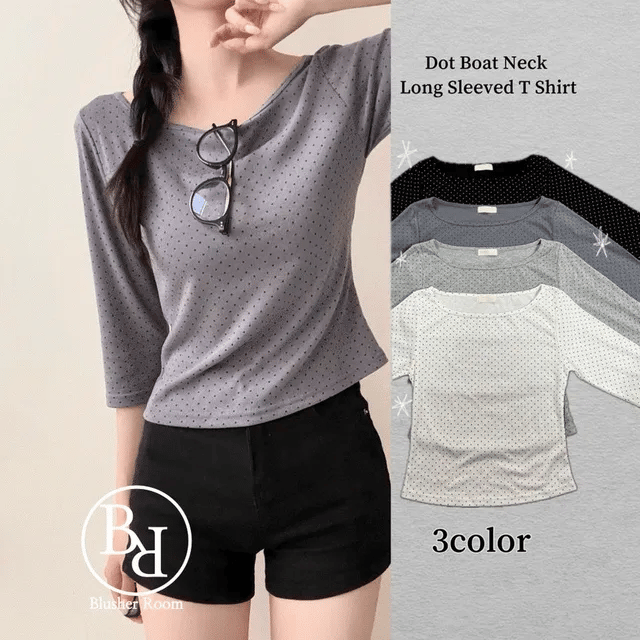 【波點七分袖】Dot Round Tee