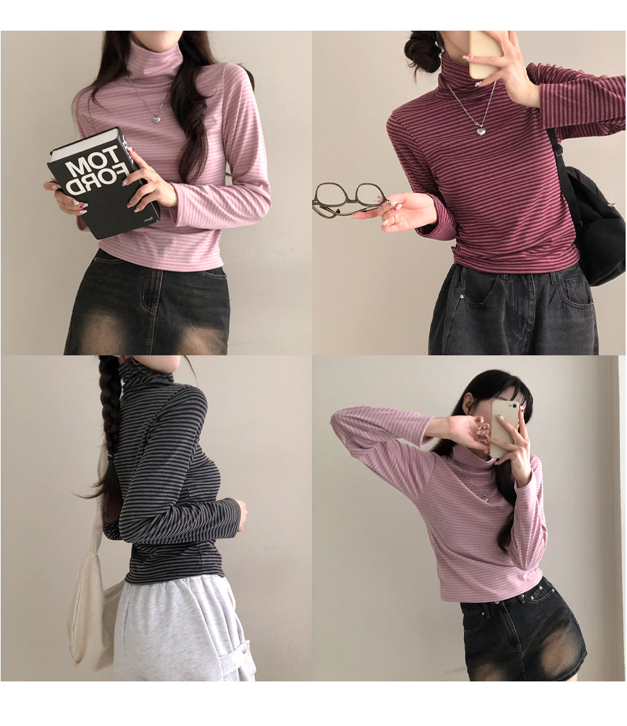 【Soft】Bumpy Turtle-Neck Tee