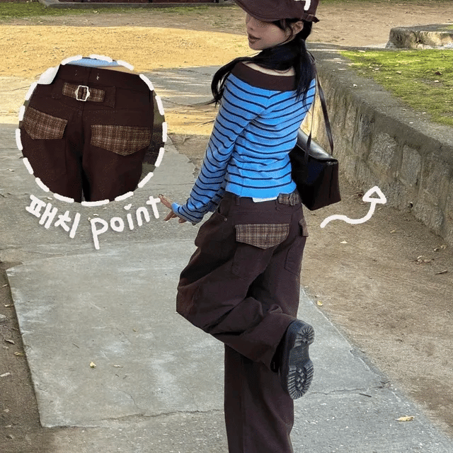 【🤎秋冬必備】Check Pocket Wide Pants