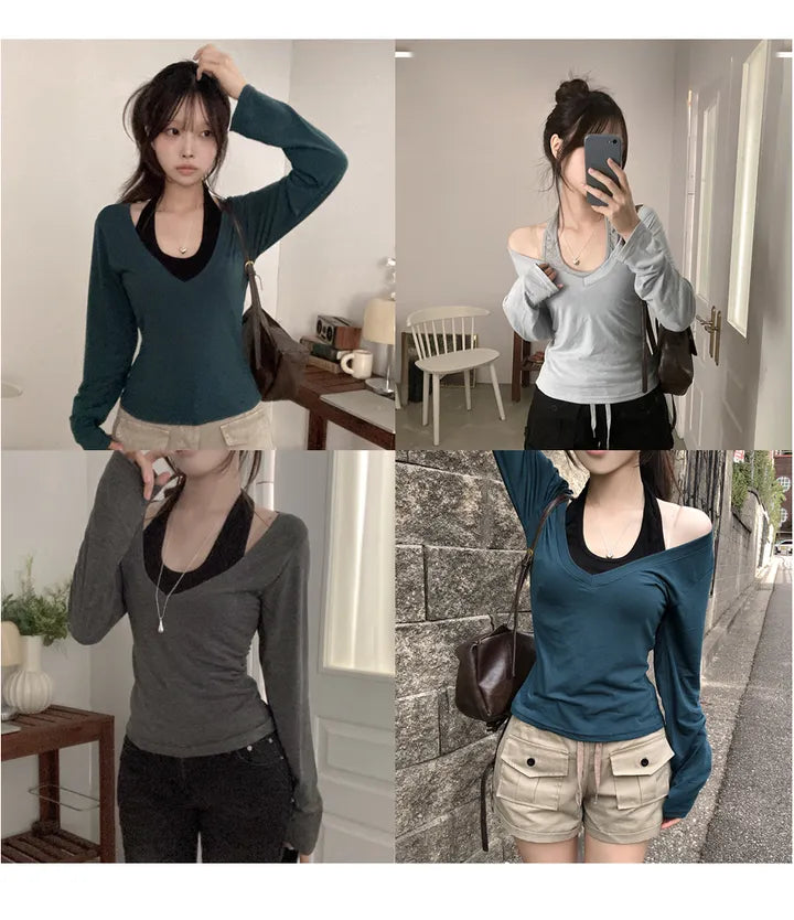 【顯瘦V領】Halter V Neck T-shirts