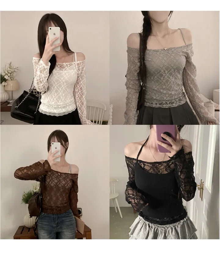 【🩶透視小性感】Lace Core Sheer Tee