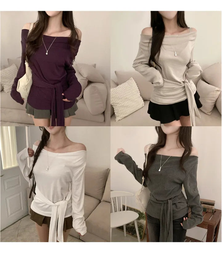 【🍇秋冬新色】Drape Ribbon Top