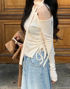 【ONNI氣質】Shirring Ribbon Knit Set