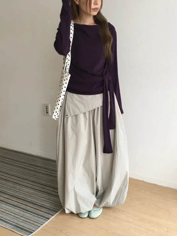 【🍇秋冬新色】Drape Ribbon Top
