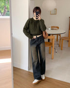 Autumn/Winter Color-Coated Cable Knit Tops