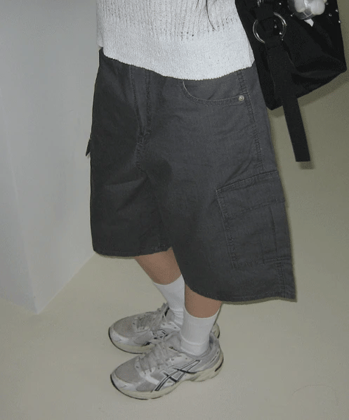 【🩶y2k】Cotton Cargo Half Pants