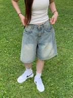 【慵懶風】Balloon Denim Half Pants