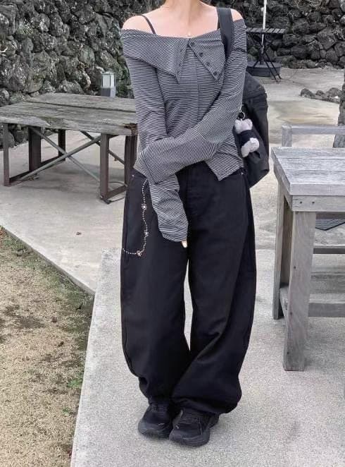 【🖤彎刀神褲】Pearl Chain Jeans