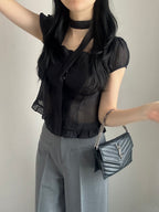 【仙氣約會】Sheer Wrinkle Blouse Set