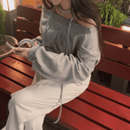 【型格休閒】Off Shoulder Sweatshirt Scarf Set