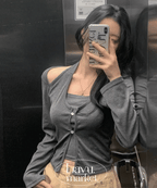 【🖤彈性顯瘦】Stretch Halter Slit Top