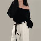 【型格休閒】Off Shoulder Sweatshirt Scarf Set