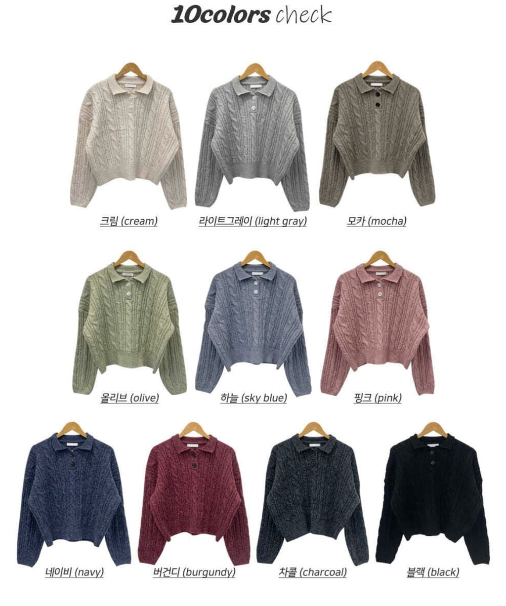 【🍷Christmas &amp; New Year PICK】Double-button collar cable knit top