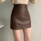 Simple and versatile soft leather skirt 