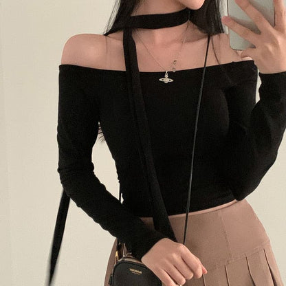 Tie Strap Off Shoulder Set