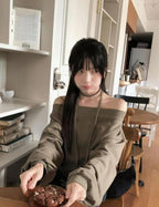 【型格休閒】Off Shoulder Sweatshirt Scarf Set