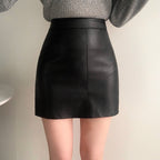 Simple and versatile soft leather skirt 