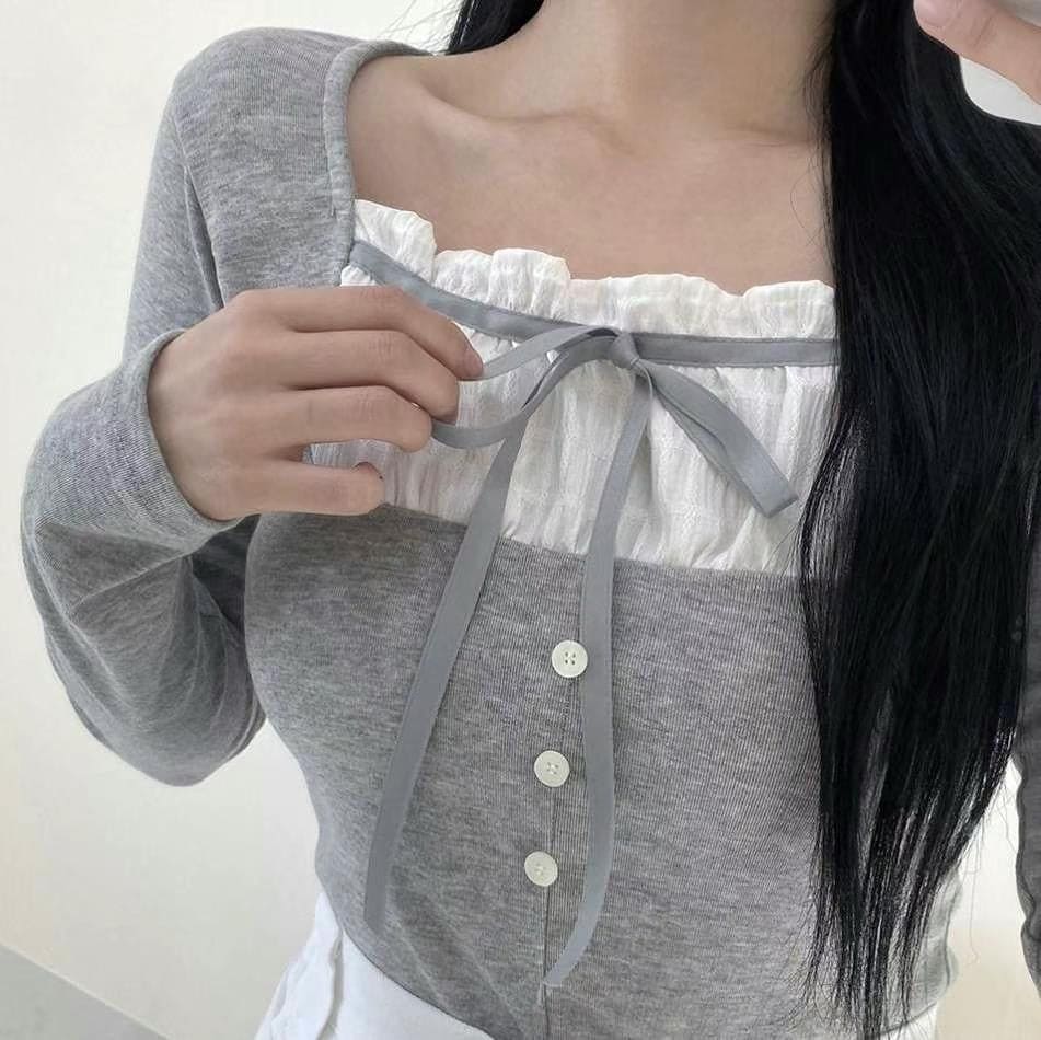 【🖤流行Y2K】Ribbon Slit Top