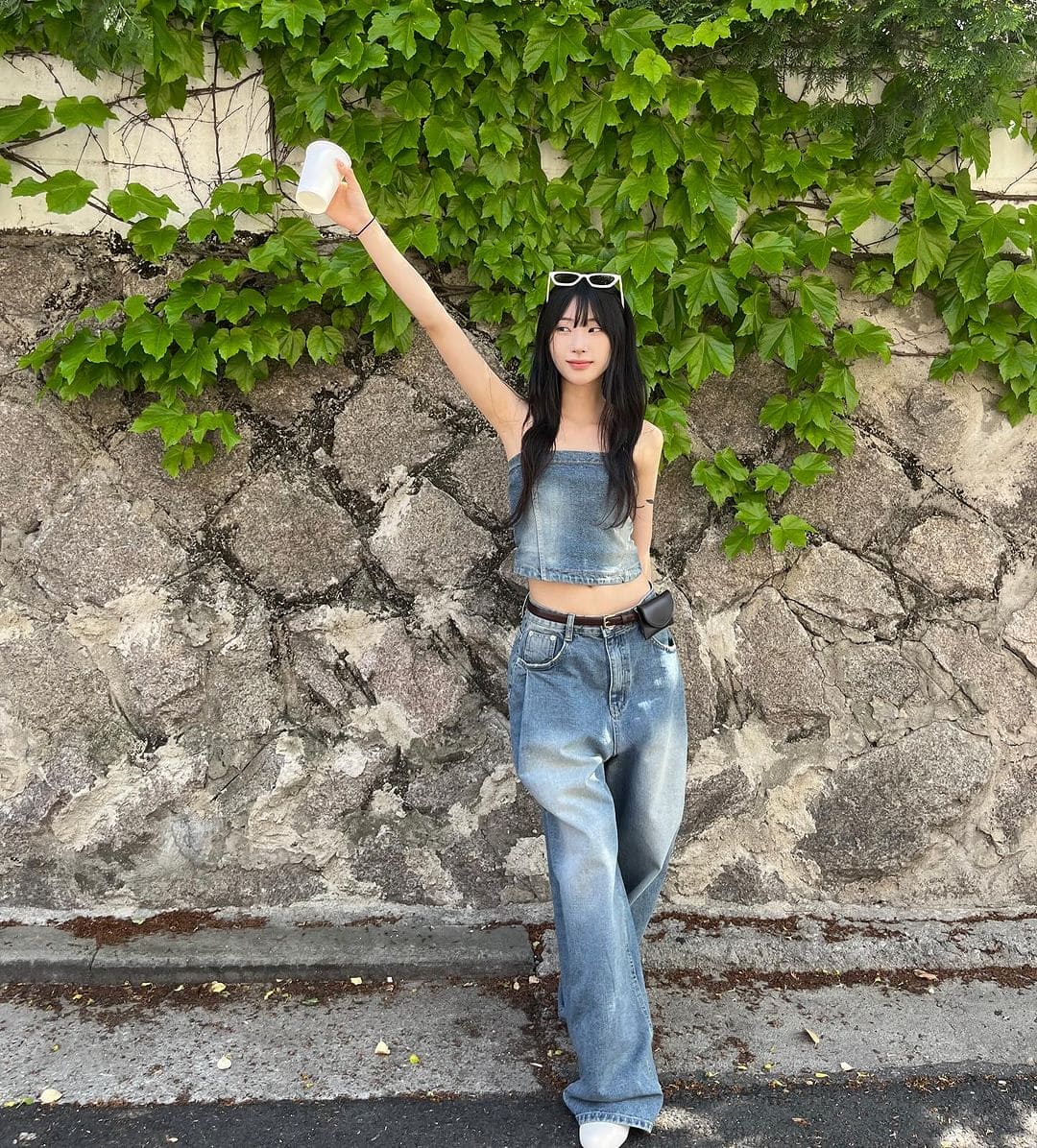 [Lazy Style] Pintuck Balloon Wide Denim