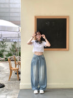 [Summer Fabric] Fresh Pintuck Wide Denim