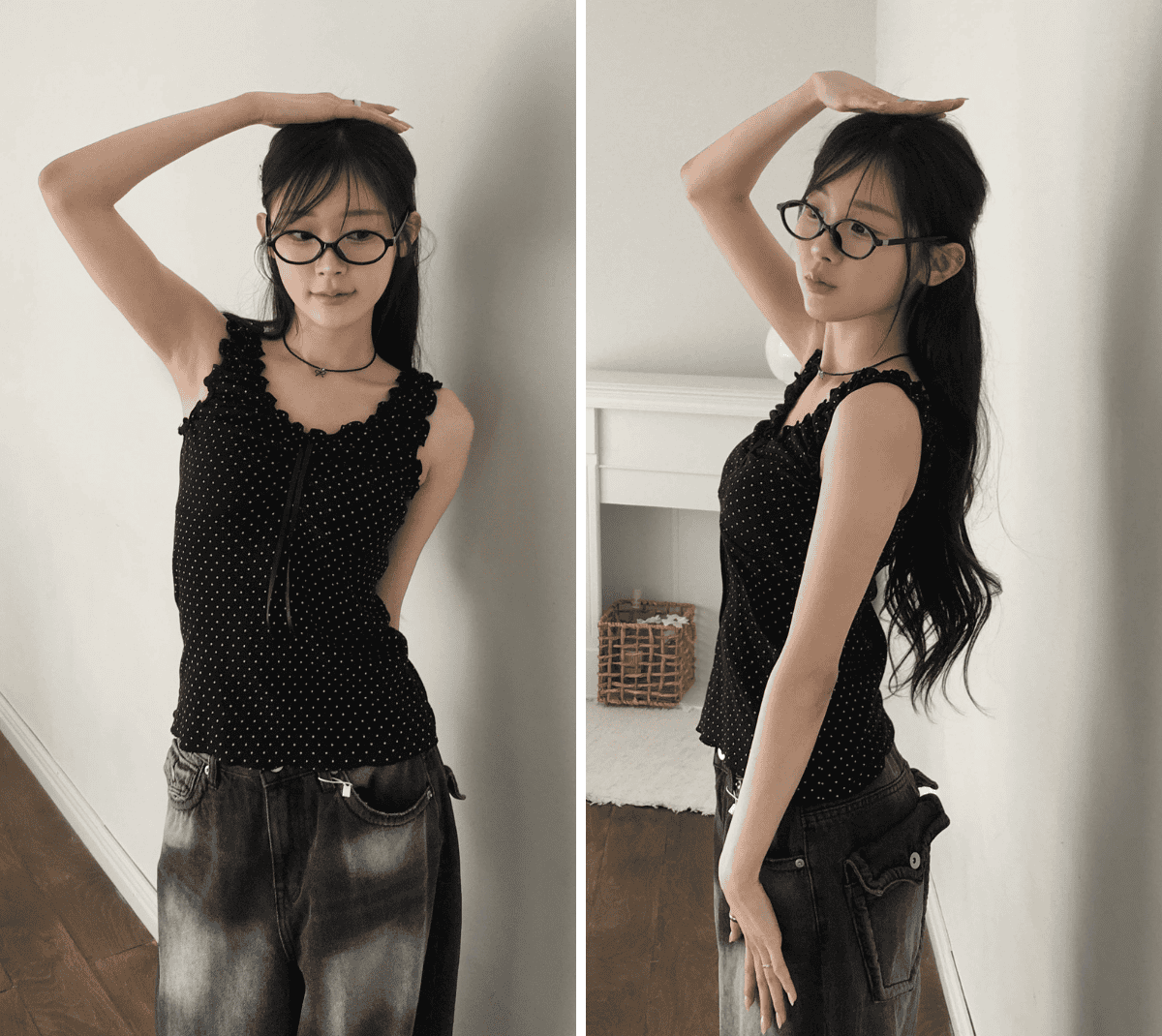 【🍦Summer Tank Top】Dot Ribbon Sleeveless 