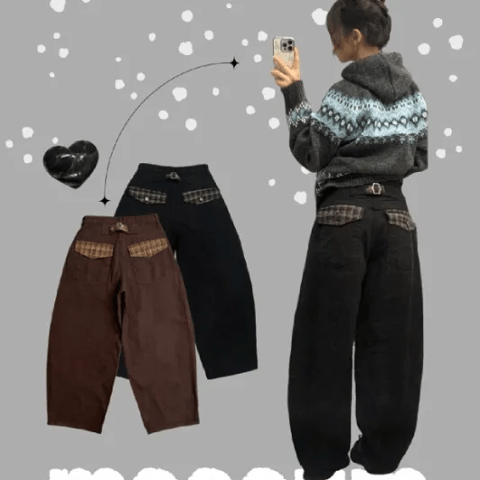 【🤎秋冬必備】Check Pocket Wide Pants