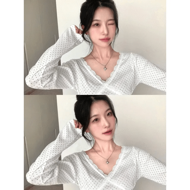 【🤍韓式波點風】Dot Lace Tee