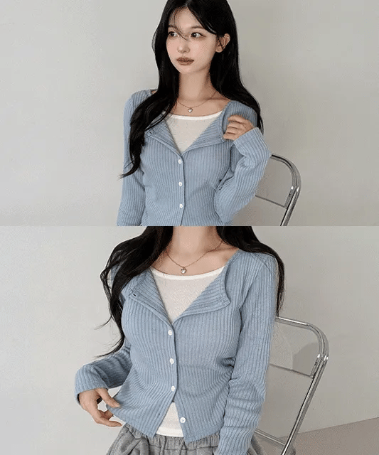 【短袖/長袖】Layered Cardi Set