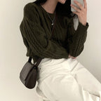 Autumn/Winter Color-Coated Cable Knit Tops