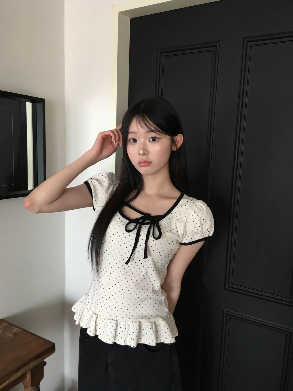 【🖤y​​2k hits】Dot Ruffles Top 