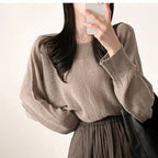 Orders surge! Basic loose-fitting knit long-sleeved shirt