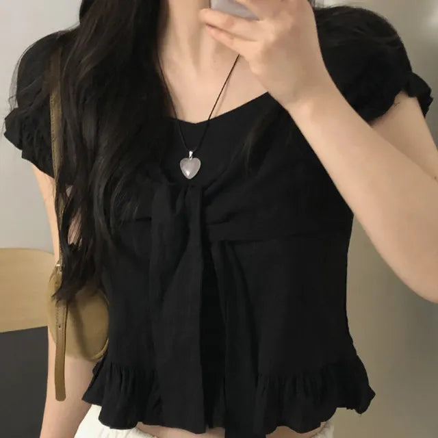 【夏日芭蕾風】Ribbon Puff Blouse