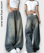 【y2k vibe】String Balloon Wide Jeans