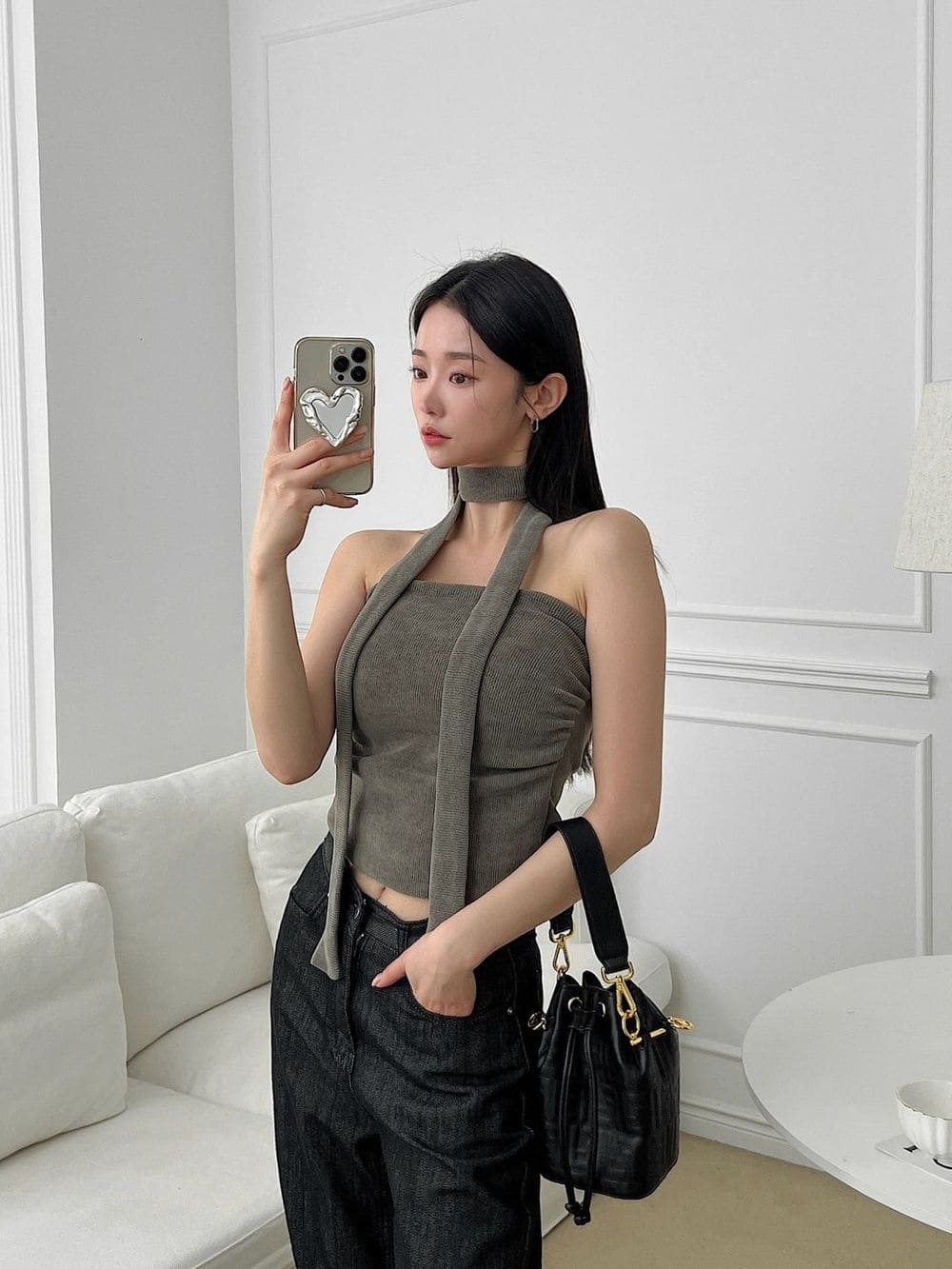 【y2k vibe】Serenity Scarf Top Set