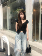 【OOTJ】Damaged Washing Wide Denim