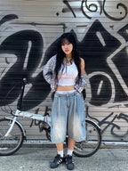 【y2k vibe】Cargo Wide Half Pants