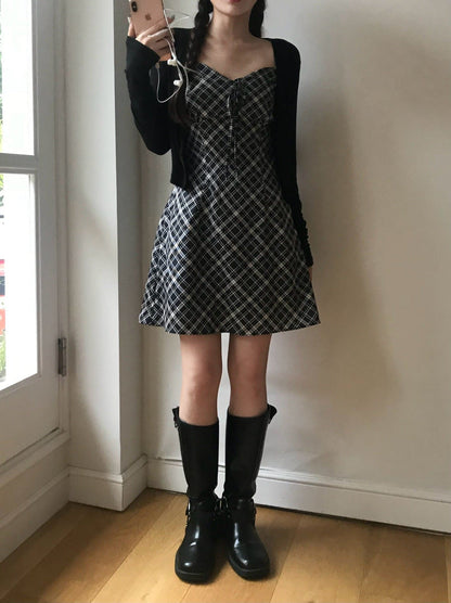 【🍂autumn vibe】Checked Mini Dress