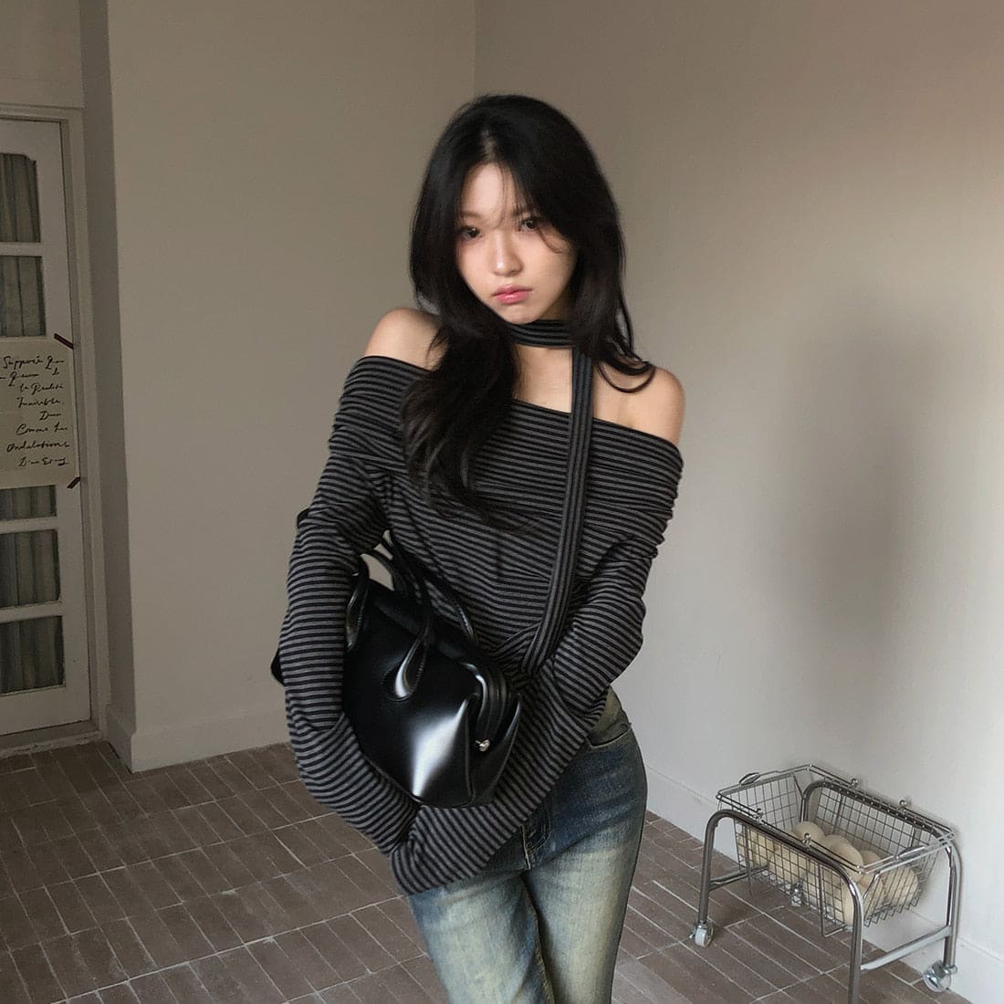 【🗝️約會必備】Stripe Off Shoulder Set