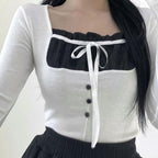 【🖤流行Y2K】Ribbon Slit Top