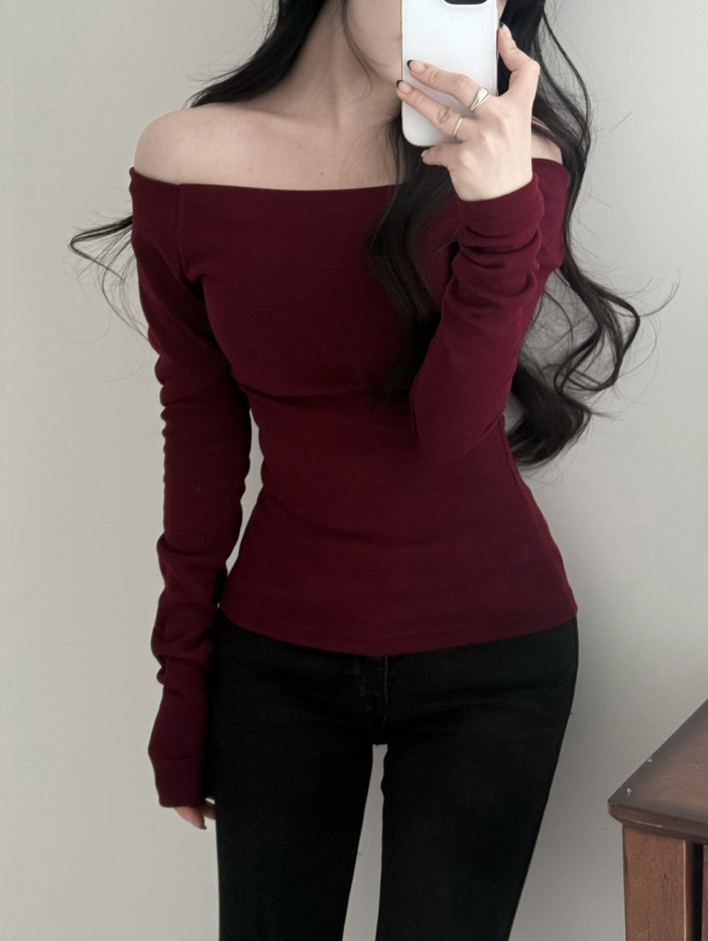 【🍇秋冬新色】Basic Off Shoulder Top