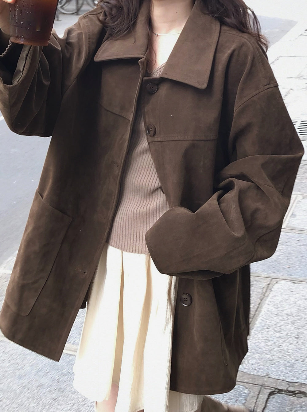 【🪵秋冬大衣】Suede Mid Jacket