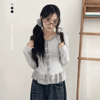 【🩶韓系y2k】Cancan Frill Cardigan